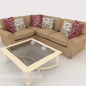Western Brown Multiplayer Sofa Decoration 3d model