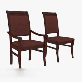 European Retro Chair Dark Wood 3d model