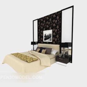 European Hotel Double Bed 3d model