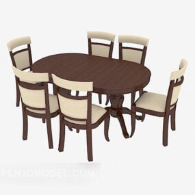 Okrągły stół z litego drewna zachodniego Model 3D