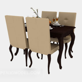 European Style Table Chair Furniture 3d model