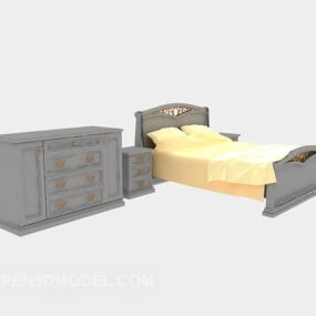 European Style Clock Bed 3d model