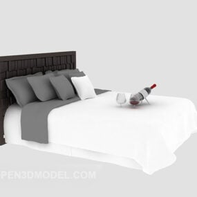 เตียงไม้แบบยุโรปสไตล์โมเดิร์น 3d