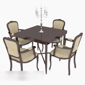 European Furniture Four Table Chairs 3d model