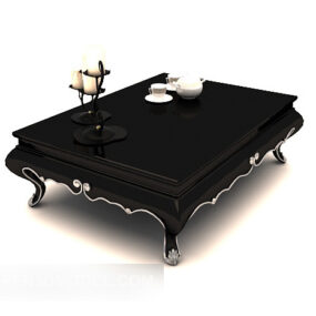 European Dinning Table Dark Wooden 3d model