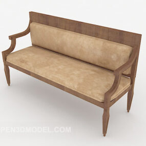 דגם 3D European Wood Bench