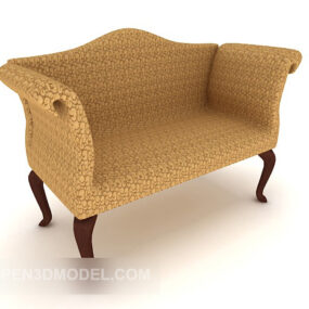 Western Single Sofa Brown Fabric 3d model