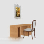European Style Solid Wood Desk Table Chair