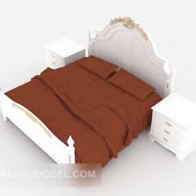 Model 3D podwójnego łóżka zachodniego białego