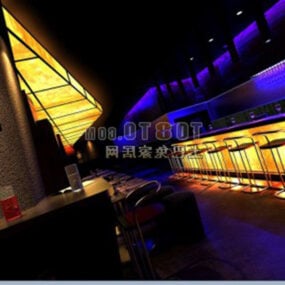 Bar Club con iluminación decoración interior modelo 3d