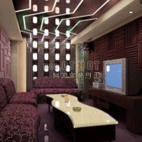 Club Design Wooden Wall Interior 3d model
