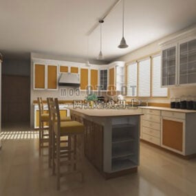 Kitchen Wooden Common Style 3d model