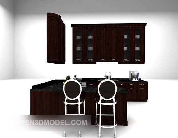 Muebles de cocina de madera oscura para electrodomésticos
