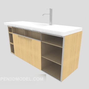 خزانة جزيرة المطبخ مع المغسلة نموذج ثلاثي الأبعاد