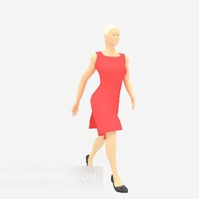 Charakter-Dame in langen Röcken 3D-Modell