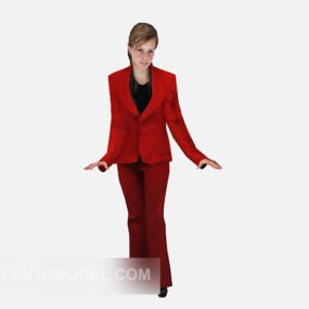 Model 3d Karakter Wanita Berbaju Merah