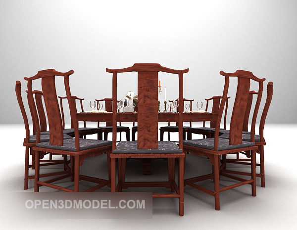 طاولة مستديرة كبيرة بتصميم خشبي