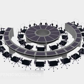 Large Circular Conference Table 3d model