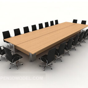 Large Conference Desk Wooden Material 3d model