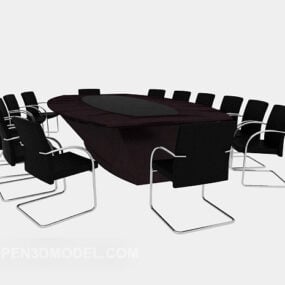 Stort konferensskrivbord och stolar 3d-modell
