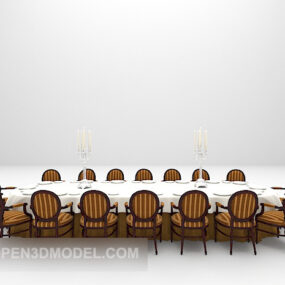 أثاث كرسي طاولة حفلات كبير نموذج ثلاثي الأبعاد