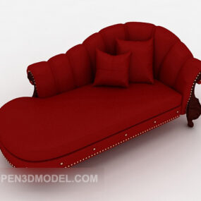 Stor rød prinsessestol 3d-model i europæisk stil