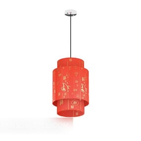 Stor rød lysekrone 3d-modell i kinesisk stil