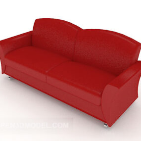 Large Red Double Sofa Furniture 3d model