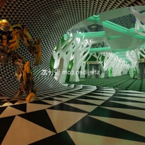 Model 3D dużego warsztatu tworzenia robotów