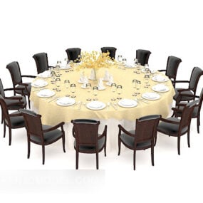 Large Round Multi-seaters Table 3d model