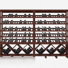 Large Solid Wood Home Wine Cabinet 3d model