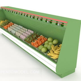 Large Supermarket Refrigerator With Fruits 3d model