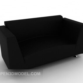 Skinn Sort Dobbel Sofa 3d modell