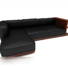 Dark Leather Corner Sofa