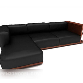 3d модель темного шкіряного кутового дивана