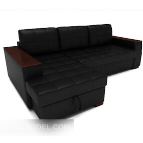 Шкіряний домашній диван Чорний 3d модель