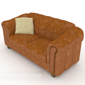 Leather Simple Double Sofa 3d model