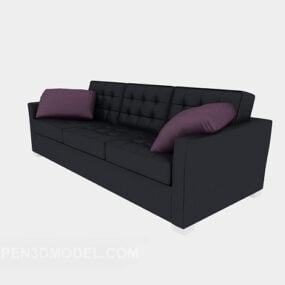 Leather Three-person Sofa 3d model