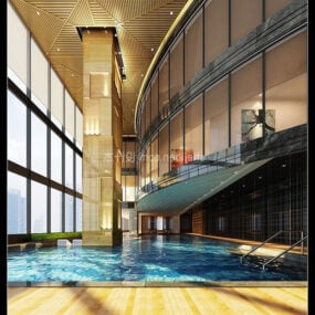 Store glassvinduer Commercial Hall 3d-modell
