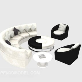 Relaxační zakřivená pohovka s židlemi 3D model