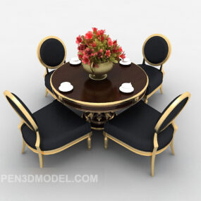 Four-person Table And Dinning Chair 3d model