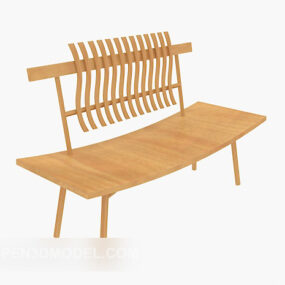 Leisure Long Wooden Chair 3d model