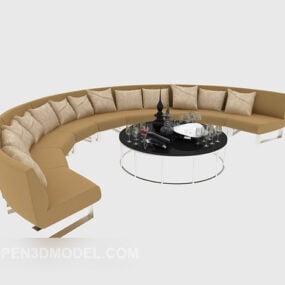 Modelo 3D de sofá de escritório em formato curvo