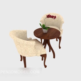 Leisure Single Sofa, Side Table 3d model