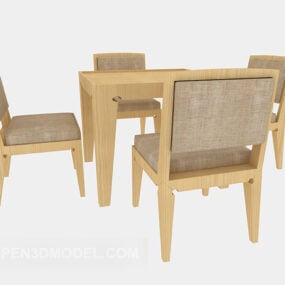 अवकाश ठोस लकड़ी की मेज कुर्सी 3डी मॉडल