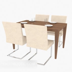 Dinning Solid Wood Table Chair Furniture 3d model