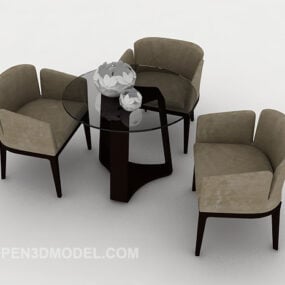 Room Three-person Table And Chair 3d model