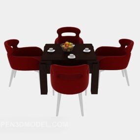 Wood Coffee Table And Chair Home Decor 3d model