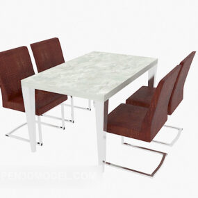 Relaksujące drewniane krzesła, stoły, zestaw mebli Model 3D