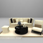 Светлый европейский диван-столик с ковром